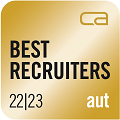 Auszeichnungssiegel 'Top Recruiters' in Österreich für die Jahre 2022 und 2023