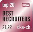 D-A-CH award seal for 'TOP 20 Best Recruiters' for 2021 and 2022